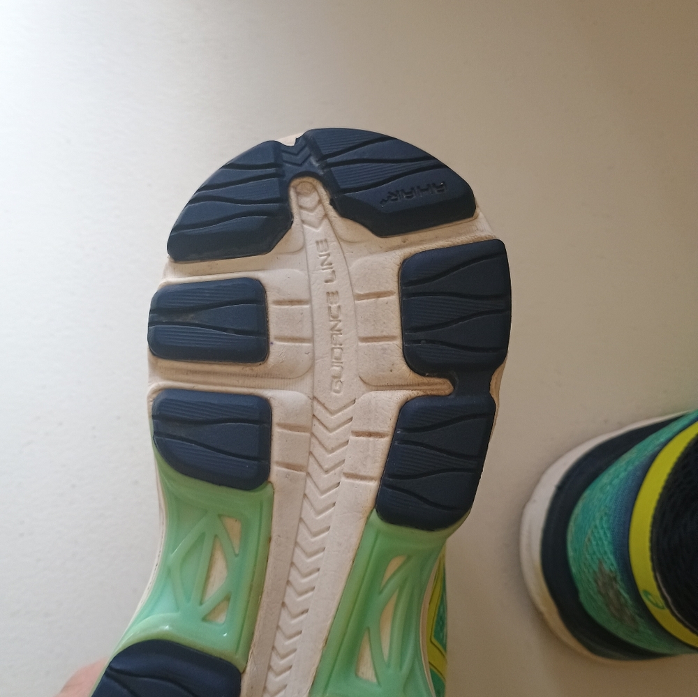 Asics Women's Teal Navy Neon Yellow Running Sneakers - Picture 11 of 12